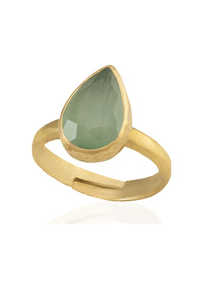 Kadir Jewellery 22 Ayar Altın Kaplama Zirkon Taşlı Ayarlanabilir Kadın Moda Yüzük Açık Yeşil