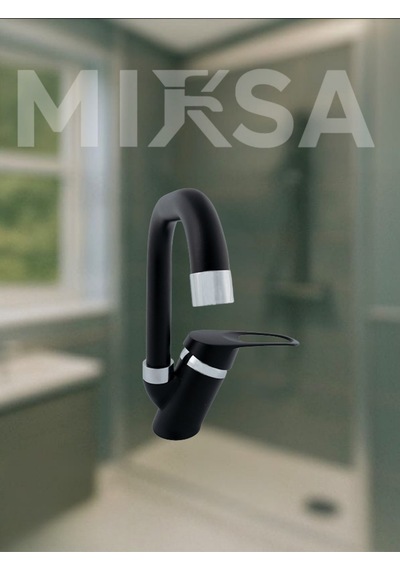 Siyah-krom Köşe Borulu Banyo Lavabo Bataryası, Musluğu, Çeşmesi Çift Su Girişli