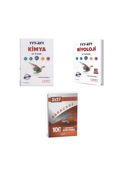 2027 Limit Tyt Ayt Kimya + Biyoloji El Kitabı + Anla Kazan Paragraf Deneme 3'lü Set