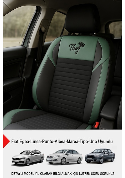 Thor Tay Tüyü Oto Koltuk Kılıfı Fiat Egea-linea-punto-albea-marea-tipo-uno Uyumlu Yeşil