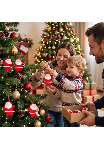 Bakgelal 6'lı Noel Baba Yılbaşı Ağacı Süsü 5 Cm Kırmızı Asılabilir Çam Ağacı Dekoru - 9083816320501 Diğer
