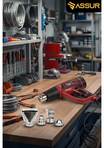 Assur 2000W 2 Kademeli 4 Başlıklı Sıcak Hava Tabancası - 3085