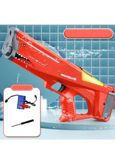 Usb İle Şarj Olabilen 550 Ml Su Hazneli Uzun Menzilli Elektronik Su Tabancası 43 Cm - Kırmızı