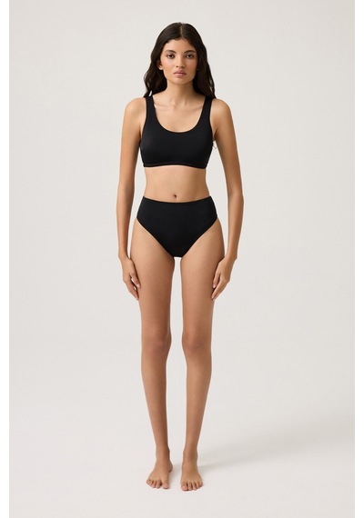 Los Ojos Siyah Kare Yaka Spor Bikini Üstü Sporty Top Siyah