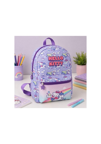 Hello Kitty Mor Anaokulu Çantası Çift Bölmeli Çok  Renkli