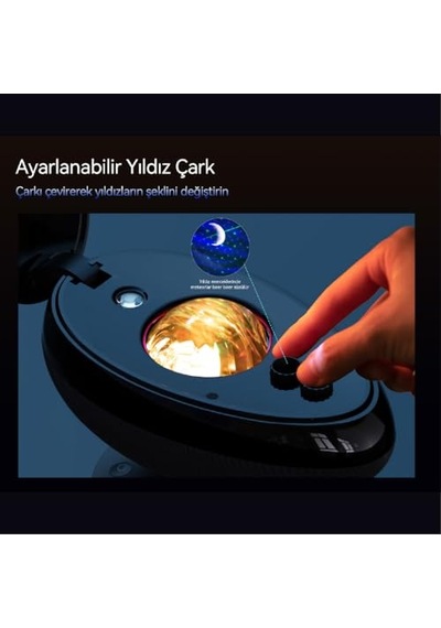 Ayrex Eva Galaksi Projeksiyon Gece Lambası 4 Farklı Gökyüzü Modu Bluetooth Hoparlör