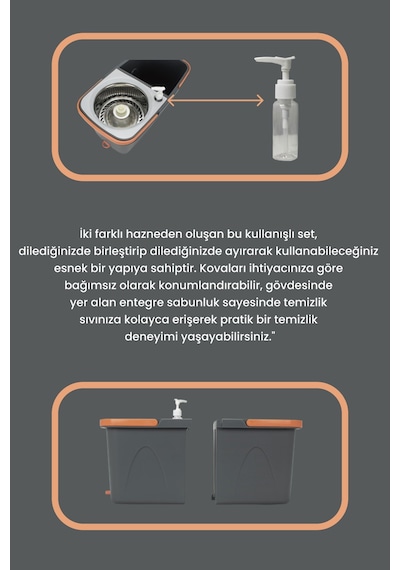 Allegra Kirli Ve Temiz Suyu Ayıran Sabunluklu Temizleme Seti Mop Paspas