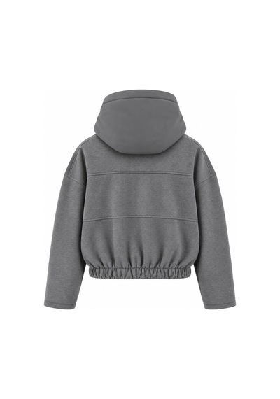 Laluvia Gri Kapüşonlu Fermuarlı Sweatshirt - 1226