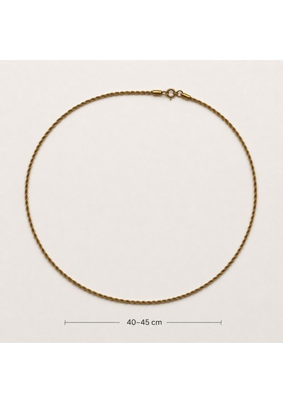 Altın Renk İnce Burgu Halat Zincir Kuyum Model Kolye 40-45 Cm Minimal Tasarım Renkli