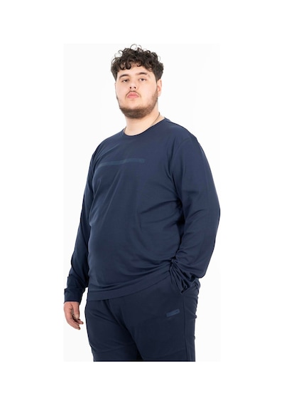 Maraton Sportswear Büyük Beden Erkek Bisiklet Yaka Takma Kol Basic Açık Lacivert Sweatshirt 22420-açık Lacivert