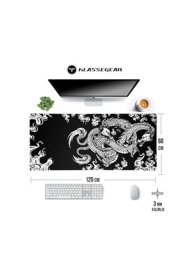 Klasse Pro - 5 Farklı Model Dikişli Kenar 120x60 Cm Oyuncu Gaming Mouse Pad Dragon Knot