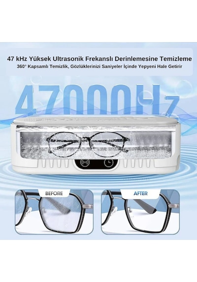 Ultrasonik Temizleme Cihazı 400ml Makyaj Fırçası, Gözlük, Takı & Saat Temizleyici Dijital Zaman Ayarlı Derin Temizlik