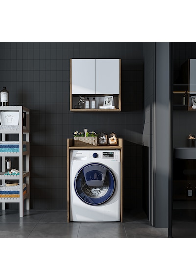 Çamaşır-kurutma Makinesi Dolabı+ Üst Dolabı, Banyo Dlp 65 Cm Atlantik Çam - Beyaz Çamaşır-kurutma Makinesi Dolabı+ Üst Dolabı, Banyo Dlp 65 Cm Atlantik Çam - Beyaz