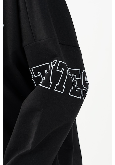 Maraton Sportswear Oversize Kadın Bisiklet Yaka Uzun Kol Basic Siyah Sweatshirt 22168-siyah Siyah