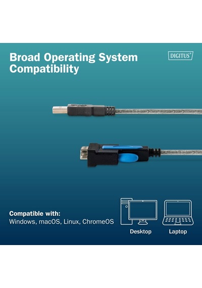 Dıgıtus Usb - Rs232 Db9 Çevirici Kablo 1.8m Ftdı Chip Windows / Mac / Linux Uyumlu