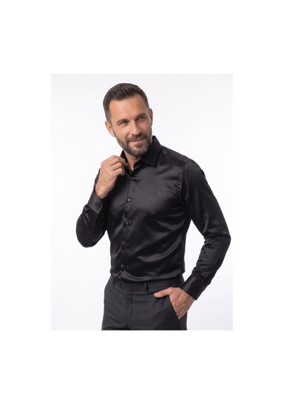 Elitpark Heritage Düz Renk Uzun Kollu Pamuklu Cepli Regular Fit Premium Saten Erkek Gömlek Siyah Elitpark Heritage Düz Renk Uzun Kollu Pamuklu Cepli Regular Fit Premium Saten Erkek Gömlek Siyah