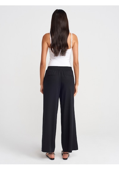 Dilvin 71623 Geniş Paça Pantolon-siyah Siyah