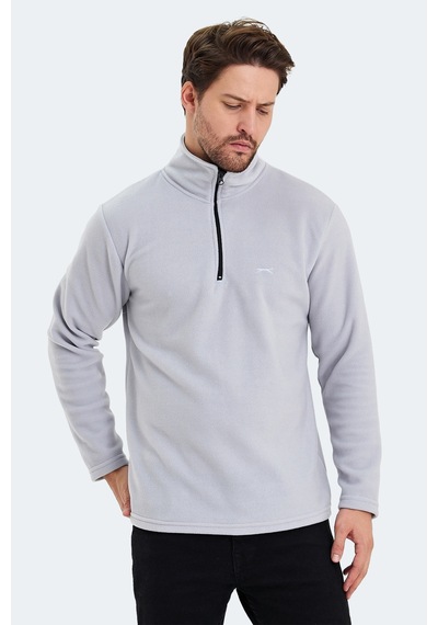 Slazenger Sanne In Erkek Dik Yaka Fermuarlı Gri Polar Gri