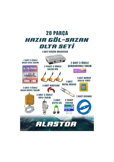 20 Parça Hazır Set Olta Malzemeleri Olta Seti Balıkçılık Malzemeleri Göl-sazan Olta Seti