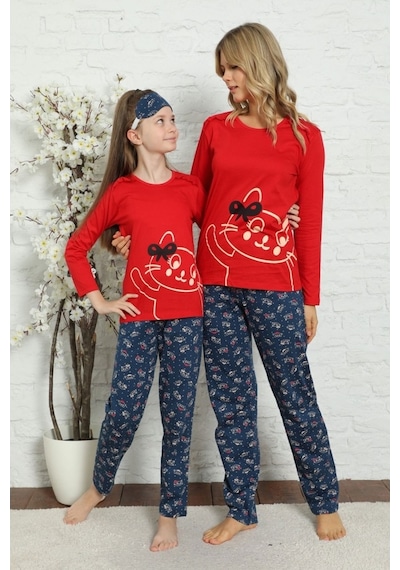 Alimer Kız Çocuk Bisiklet Yaka Uzun Kollu Pijama Takım Edy5157Uy
