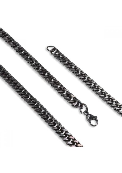 Erkek Balık Sırtı Çelik Erkek Kolye 1,6mm X 4mm 9183 Siyah