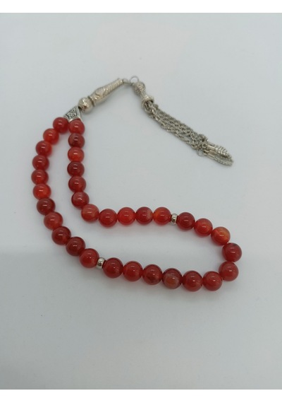 Doğaltaş Tespih / Osmanlı Kırmızı Akik Taşı Tespih -1039