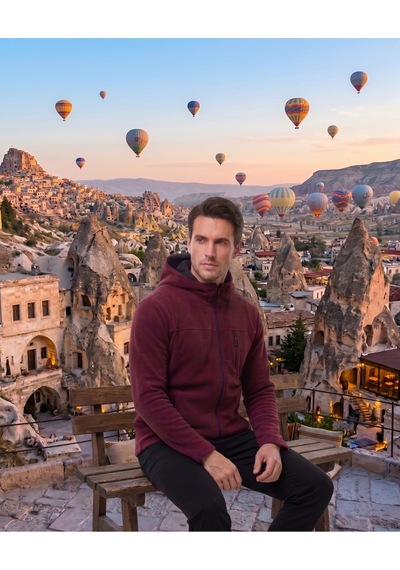 Luxıc Core Erkek Kapüşonlu Bordo Polar 3 Cepli Fermuarlı Sıcak Tutan Kışlık Outdoor Hoodie Günlük Stilpro