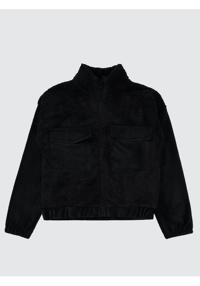 Civil Girls Velsoft Kadife Garnili 10-13 Yaş Hırka Siyah