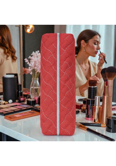 Makyaj Malzeme Çantası, Kapitone Mini Vanity Çanta Zarif Kompakt Form 20 8 8 Cm 1 Ad Açık Kırmızı
