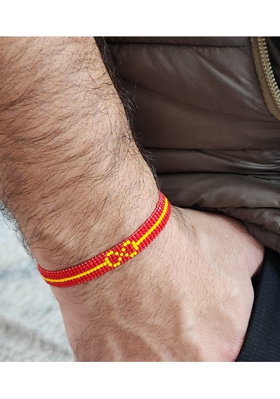 Harmel Jewelry Miyuke Sarı Kırmızı Sonsuzluk Taraftar Bileklik Sarı - Kırmızı