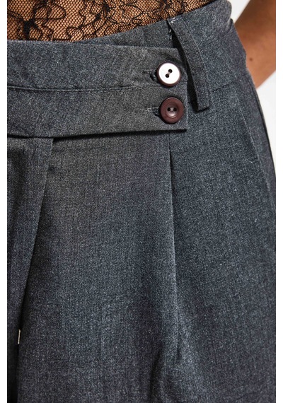 Itsbasic Kadın Antrasit S6 Baggy Fit Maxi Boy Bermuda Şort