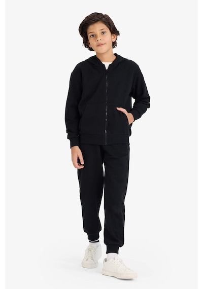 Defacto Erkek Çocuk Kapüşonlu Pike Fermuarlı Sweatshirt B6503a826spbk81 Siyah-bk81