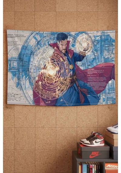 Dr.strange Sihir Çemberleri Blueprint Dekoratif Duvar Örtüsü Duvar Halısı Beyaz