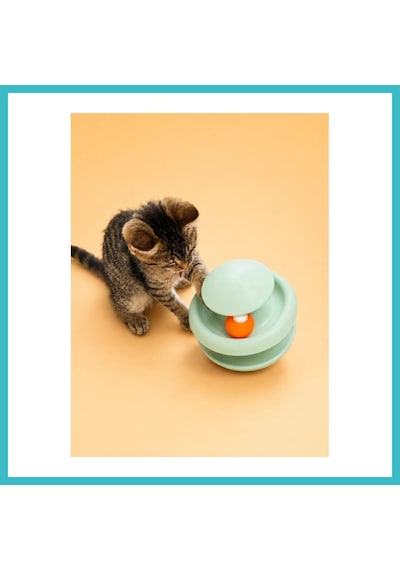 Bezos 3d Baskı İki Toplu Kedi Oyuncağı Kule Etkileşimli Kedi Oyun Kulesi Toplu Parkur - Yeşil Dfnbez