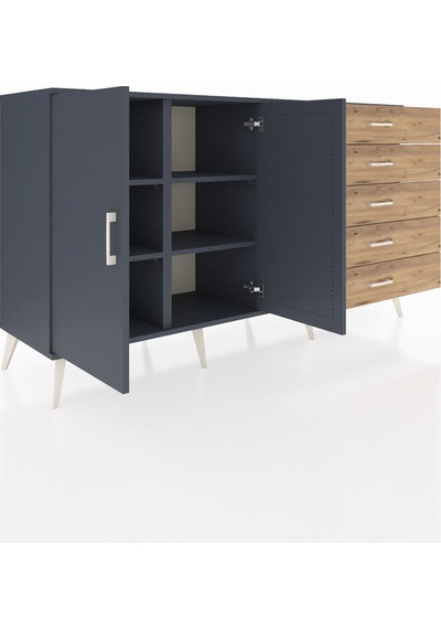 Hyperion Konsol 4 Raflı 5 Çekmeceli 2 Kapaklı 176x44x99 Antrasit-antrasit/çam Antrasit - Antrasit Hyperion Konsol 4 Raflı 5 Çekmeceli 2 Kapaklı 176x44x99 Antrasit-antrasit/çam Antrasit - Antrasit