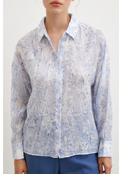 Never More Damla Desenli Gömlek Mavi