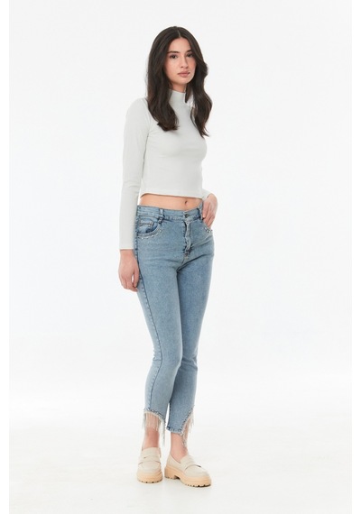 Fullamoda Taşlı Yüksek Bel Straight Fit Kız Çocuk Jean- Altın 24MCCK3664202245-Mavi Fullamoda Taşlı Yüksek Bel Straight Fit Kız Çocuk Jean- Altın 24MCCK3664202245-Mavi