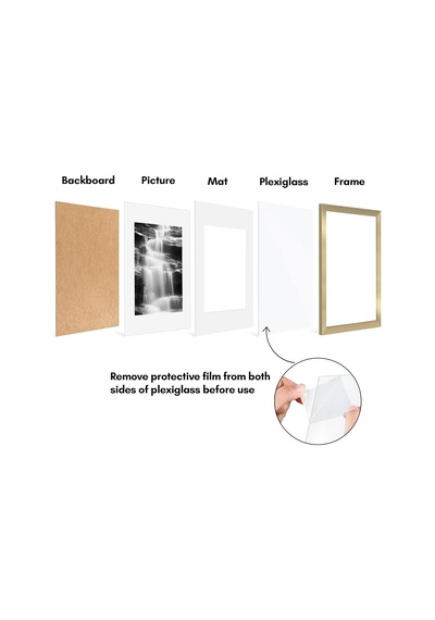 Americanflat 11x17 Resim Çerçevesi 2 İnç Altın Seti - Mat Veya 11x17 Çerçeve İle 8x12 Resim Çerçevesi Olarak Kul