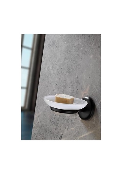 Yapışkanlı Hazneli Katı Sabunluk Siyah S-105 12 Izgara