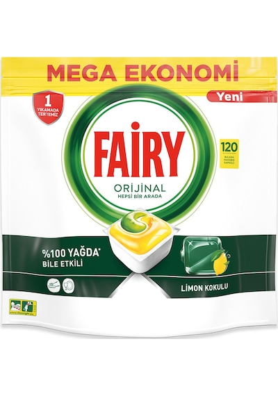 Fairy Hepsi Bir Arada Limon Kokulu Bulaşık Makinesi Deterjanı 120 Tablet