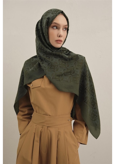Armine Lyocell Naia Kare Monogram Şal 6 54 Haki