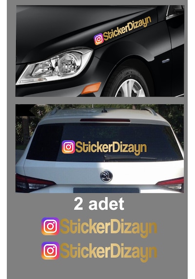 Kişiye Özel İnstagram Sticker 2 Adet - Sosyal Medya İnstagram Sticker - Araba Oto Araç Motosiklet Karavan Cam Sticker - 00926 60 Cm