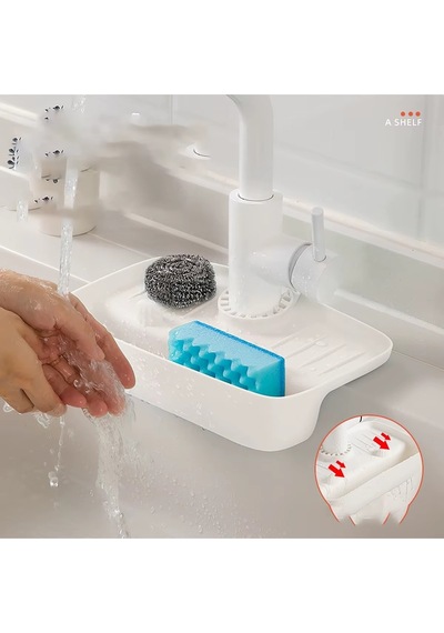 Beyaz Hazneli Elastik Musluk Matı Su Tutucu Düzenleyici Kaydırmaz Taban Organizer Mutfak Banyo Silik Diğer