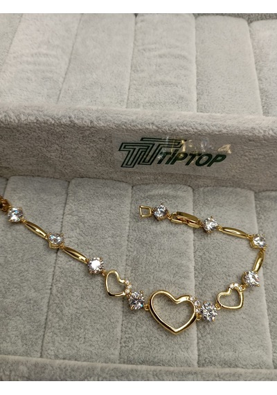 Tiptop/ Gold Renk Kalp Model Zirkon Taşlı Bileklik Altın - Gold