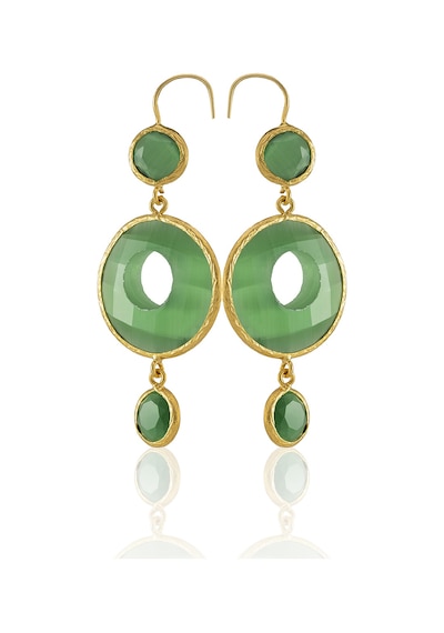 Kadir Jewellery 22 Ayar Altın Kaplama Kadın Sallantılı Küpe -el İşçiliği Ve Hipoalerjenik Küpe Yeşil 99695076