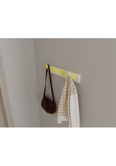 Hepsi3boyutlu Modern Duvar & Kapı Kanca Askılık - 4 Adet Sarı Kanca Askılık - Model No : 5 Sarı