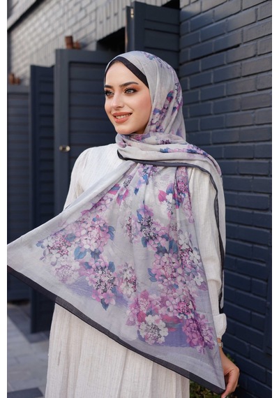 Mimiyum Ross Kraşli Şal Flowers Desen Siyah