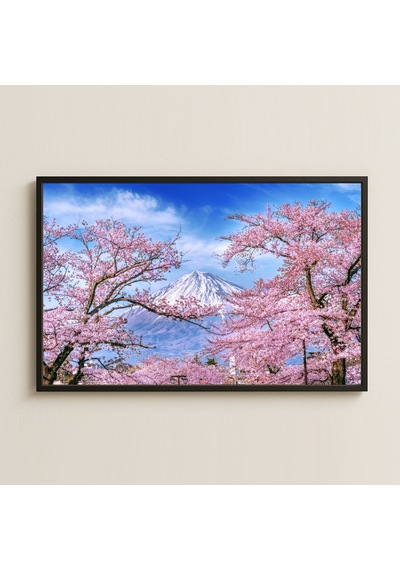 Fuji Dağı Ve Sakura Ağaçları Temalı Retro Pvc Tablo Pvc Tablo