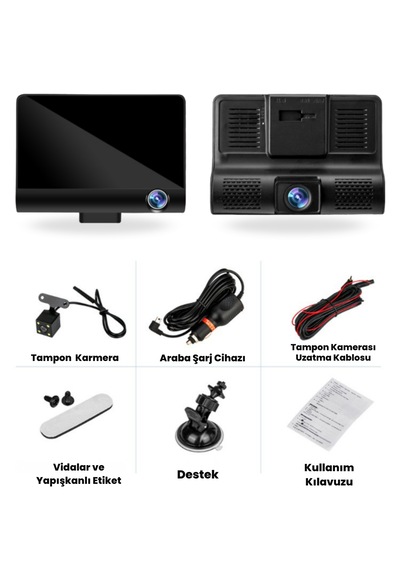 4 İnç 3 Kameralı Hd Ekran Geniş Açılı Araç Güvenlik Kamerası