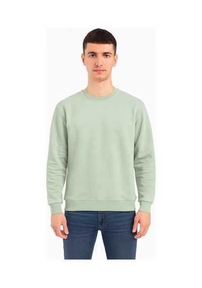 Classics Men Erkek Oversize Uzun Kol Sıfır Yaka Sweatshırt-7383 Su Yeşili